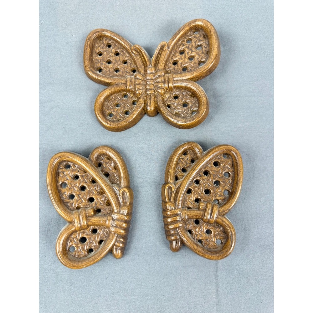 Vintage 1982 Burwood Butterfly Wall Decor 2596 SET OF 3 USA